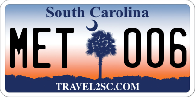 SC license plate MET006