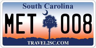 SC license plate MET008