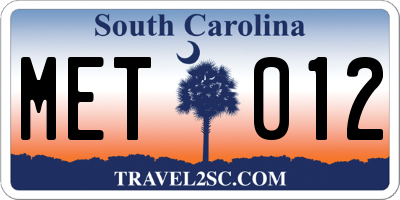 SC license plate MET012
