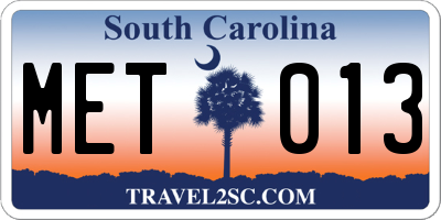 SC license plate MET013