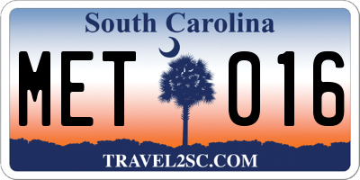 SC license plate MET016