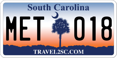 SC license plate MET018