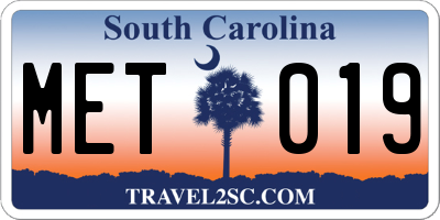 SC license plate MET019