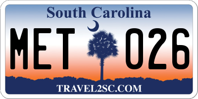 SC license plate MET026