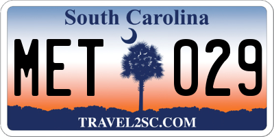 SC license plate MET029