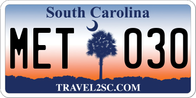 SC license plate MET030