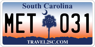SC license plate MET031