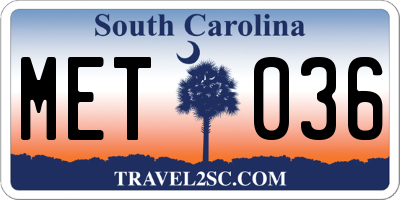 SC license plate MET036