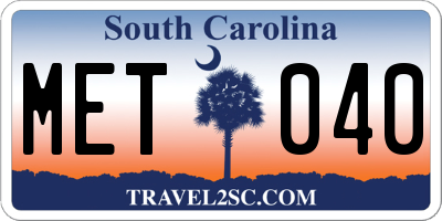 SC license plate MET040