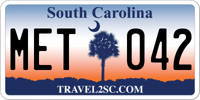 SC license plate MET042