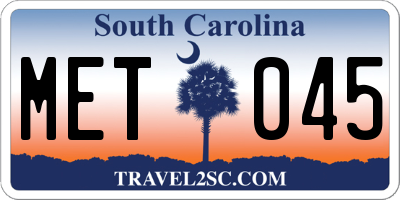 SC license plate MET045