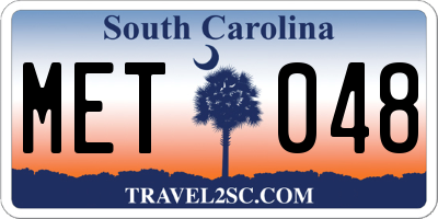 SC license plate MET048