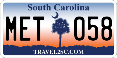 SC license plate MET058