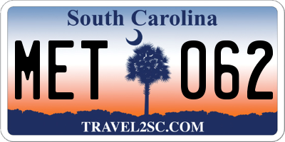 SC license plate MET062