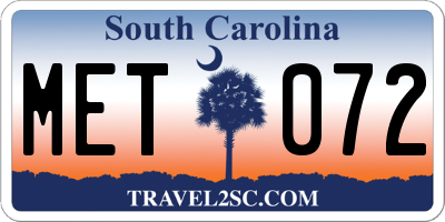 SC license plate MET072