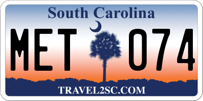 SC license plate MET074