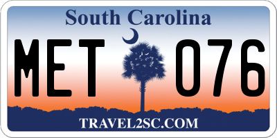 SC license plate MET076