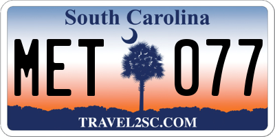 SC license plate MET077