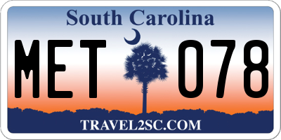 SC license plate MET078