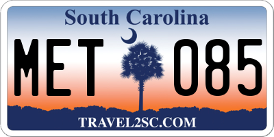 SC license plate MET085