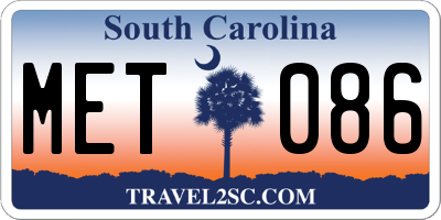 SC license plate MET086