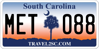 SC license plate MET088