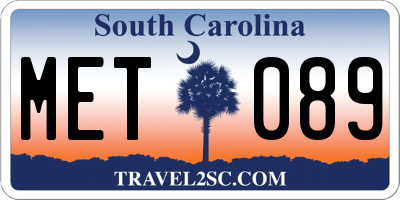SC license plate MET089