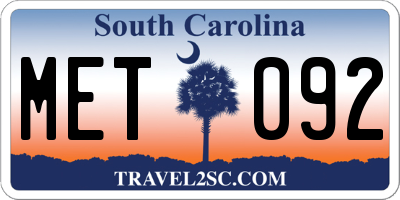 SC license plate MET092