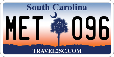 SC license plate MET096