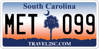 SC license plate MET099