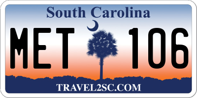 SC license plate MET106