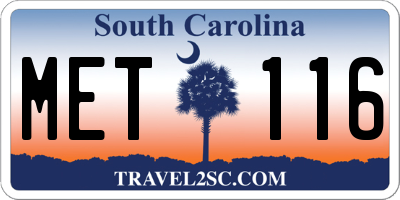 SC license plate MET116