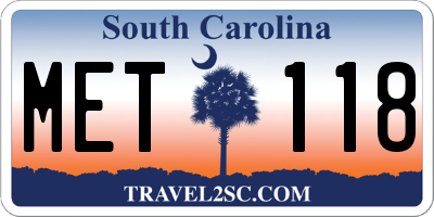SC license plate MET118
