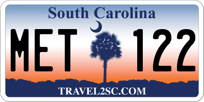 SC license plate MET122