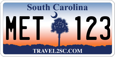 SC license plate MET123