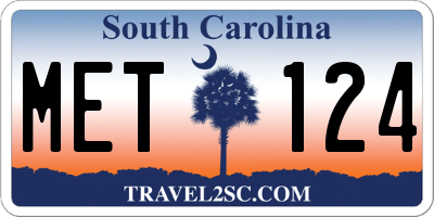 SC license plate MET124