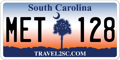 SC license plate MET128