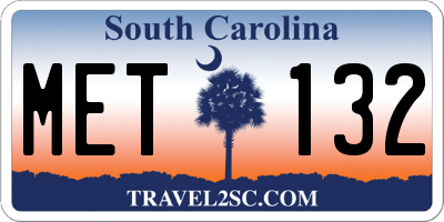 SC license plate MET132
