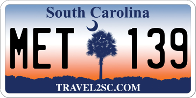 SC license plate MET139