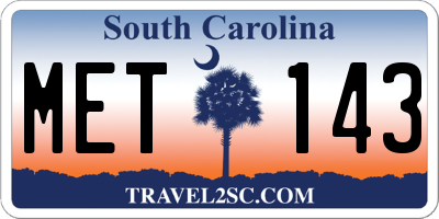 SC license plate MET143