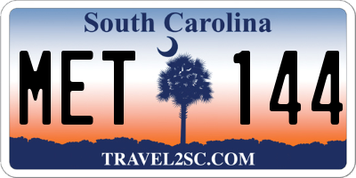 SC license plate MET144