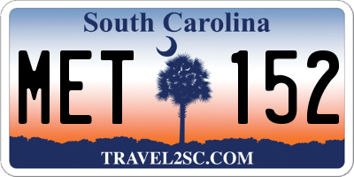 SC license plate MET152