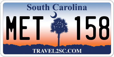 SC license plate MET158