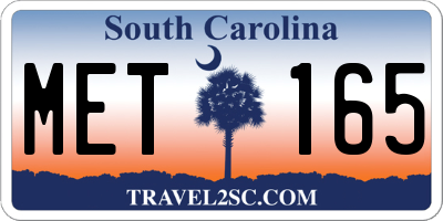 SC license plate MET165