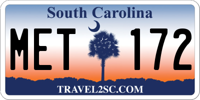 SC license plate MET172