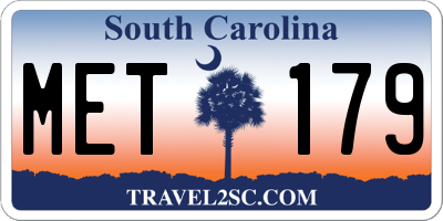 SC license plate MET179