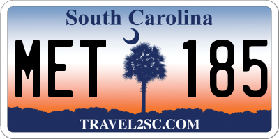 SC license plate MET185