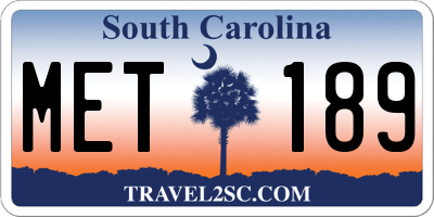 SC license plate MET189