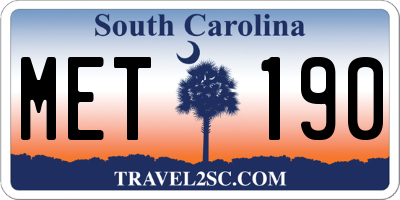 SC license plate MET190