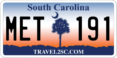 SC license plate MET191